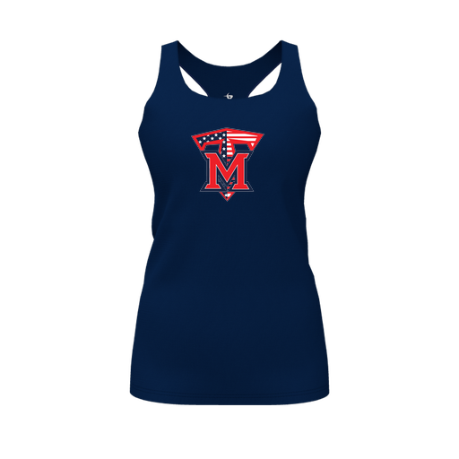 [FT0TRBNV-FYS-LOGO1] Decker Racerback Tank Top (Female Youth S, Navy, Logo 1)