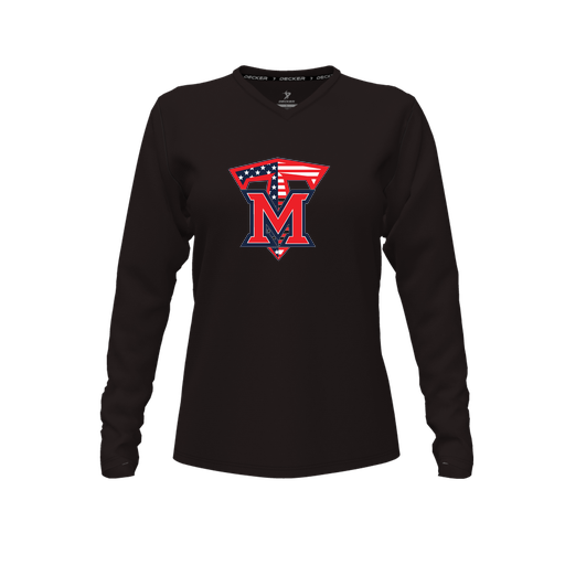 [CUS-DFW-TEES-CMF-VNK-LSL-BLK-FYXS-LOGO1] Comfort T-Shirt (Female Youth XS, Black, V Neck, Logo 1, Long Sleeve)