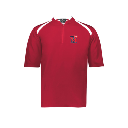 [229581-AS-RED-LOGO1] Men's Dugout Short Sleeve Pullover (Adult S, Red, Logo 1)